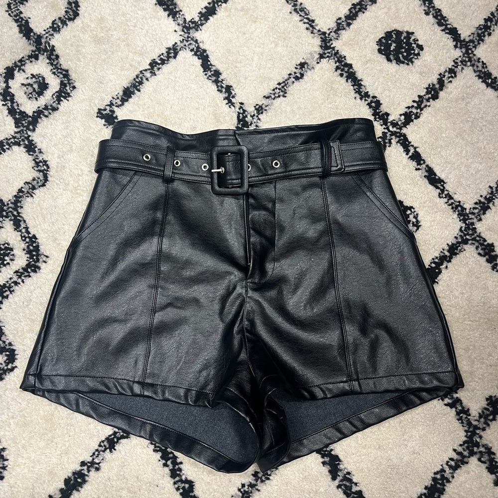 Altar'd State Black High Waist Leather Shorts